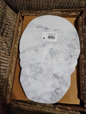 Halloween Skull Charcuterie Board 100% Marble Server 10x8in Way To Celebrate